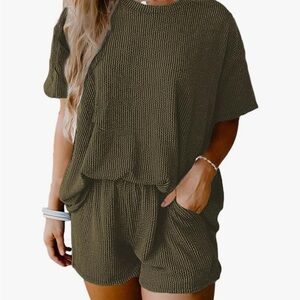 Olive Green Knit Two-Piece Set